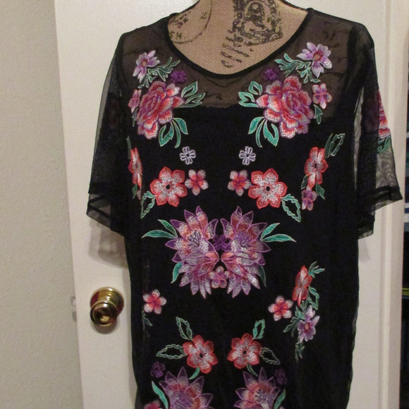 I.N.C. Tops - I.n.c. Plus Size Embroidered Mesh Blouse 3X NWT